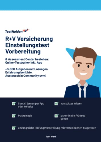 R+V Versicherung Einstellungstest Vorbereitung & Assessment Center bestehen: Online-Testtrainer inkl. App I + 5.000 Aufgaben mit Lösungen, Erfahrungsberichte, Austausch in Community uvm! von eHEROES GmbH