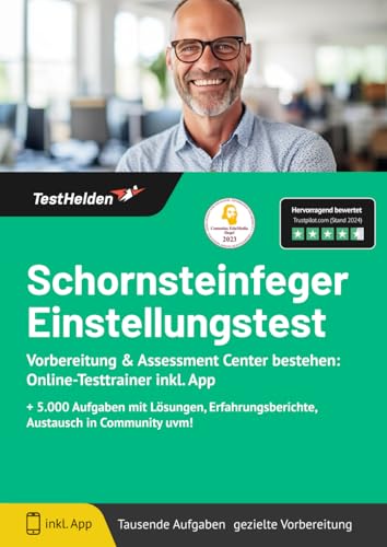 Schornsteinfeger Einstellungstest Vorbereitung & Assessment Center bestehen: Online-Testtrainer inkl. App I + 5.000 Aufgaben mit Lösungen, Erfahrungsberichte, Austausch in Community uvm! von eHEROES GmbH