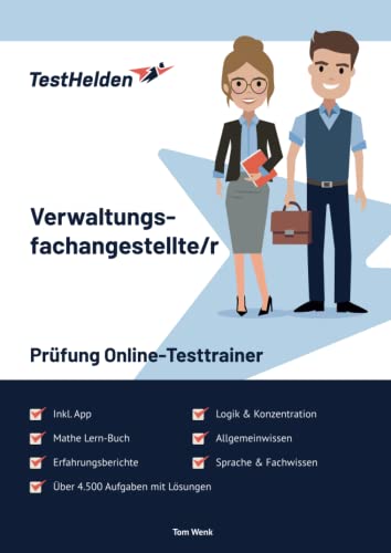 Verwaltungsfachangestellte Prüfung Online-Testtrainer inkl. App & Mathe Lern-Buch I + 4.500 Aufgaben + Lösungen I Erfahrungsberichte, Logik, Allgemeinwissen, Sprache, Konzentration & Fachwissen von eHeroes GmbH