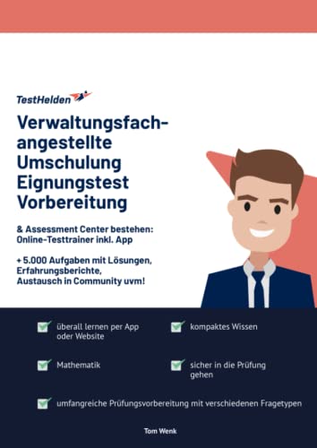 Verwaltungsfachangestellte Umschulung Eignungstest Vorbereitung & Assessment Center bestehen: Online-Testtrainer inkl. App I + 5.000 Aufgaben mit ... Austausch in Community uvm! Verwaltungsfachangestellte Umschulung Eignungstest Vorbereitung & Assessment Center bestehen: Online-Testtrainer inkl. App I + 5.000 Aufgaben mit ... Austausch in Community uvm!