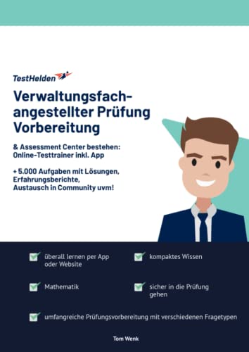 Verwaltungsfachangestellter Prüfung Vorbereitung & Assessment Center bestehen: Online-Testtrainer inkl. App I + 5.000 Aufgaben mit Lösungen, Erfahrungsberichte, Austausch in Community uvm! von eHEROES GmbH