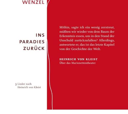 CD Wenzel "Ins Paradies zurück": Sonderedition - 3 Lieder nach Heinrich von Kleist