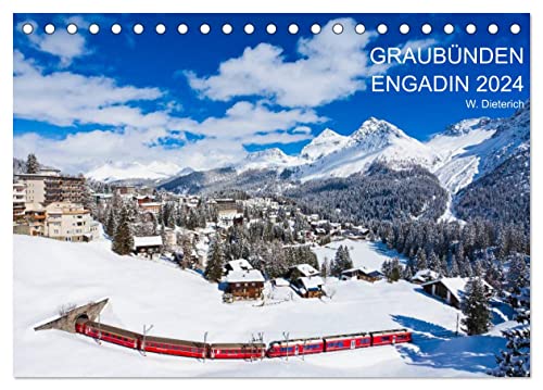 Graubünden Engadin 2024 (Tischkalender 2024 DIN A5 quer), CALVENDO Monatskalender von CALVENDO