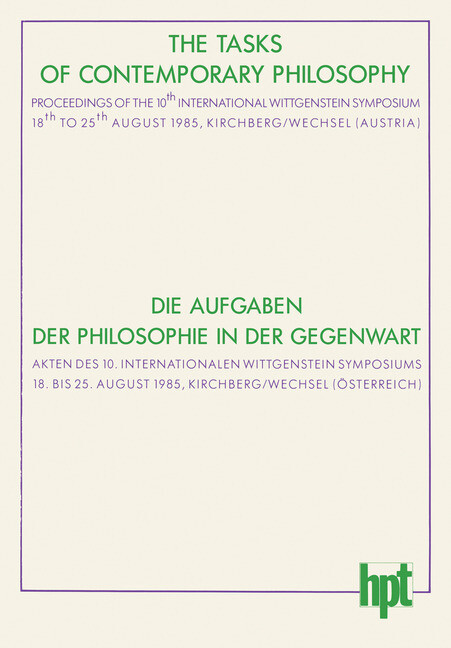The Tasks of Contemporary Philosophy / Die Aufgaben der Philosophie in der Gegenwart von J.F. Bergmann-Verlag