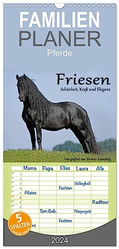 Familienplaner 2024 - Friesen - Schönheit, Kraft und Eleganz mit 5 Spalten (Wandkalender, 21 cm x 45 cm) CALVENDO