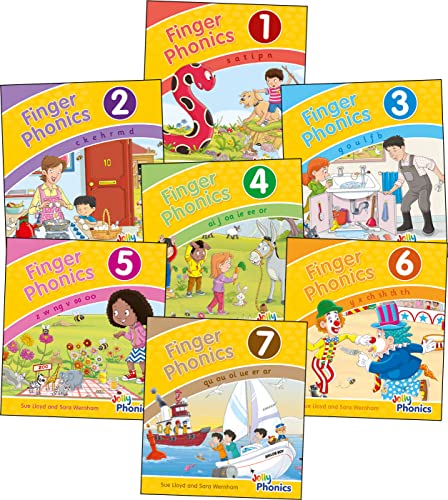 Finger Phonics Books 1-7: in Precursive Letters (British English edition)