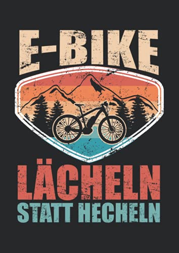 Notizbuch A4 kariert mit Softcover Design: E-Bike Lächeln statt hecheln Camping Mountainbike Fahrrad: 120 karierte DIN A4 Seiten von Independently published
