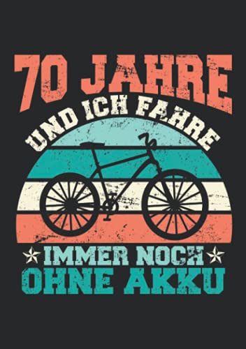 Notizbuch A5 kariert mit Softcover Design: 70 Jahre 70 Geburtstag Fahrradfahrer Fahrrad alter Mann: 120 karierte DIN A5 Seiten von Independently published