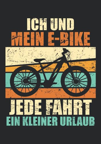 Notizbuch A5 kariert mit Softcover Design: E-Bike Geschenk Spruch Vintage Fahrrad Witz Rente Geburtstag: 120 karierte DIN A5 Seiten von Independently published