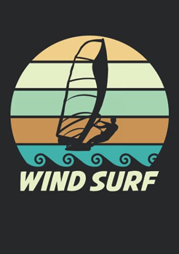 Notizbuch A5 kariert mit Softcover Design: Windsurfer Vintage Sonne Retro Geschenk Windsurf Spruch: 120 karierte DIN A5 Seiten