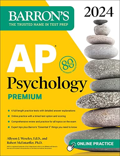 AP Psychology Premium, 2024: Comprehensive Review With 6 Practice Tests + an Online Timed Test Option: 6 Practice Tests + Comprehensive Review + Online Practice (Barron's AP Prep)