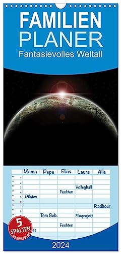 Familienplaner 2024 - Fantasievolles Weltall mit 5 Spalten (Wandkalender, 21 cm x 45 cm) CALVENDO