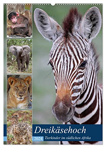 Dreikäsehoch - Tierkinder im südlichen Afrika (Wandkalender 2024 DIN A2 hoch), CALVENDO Monatskalender