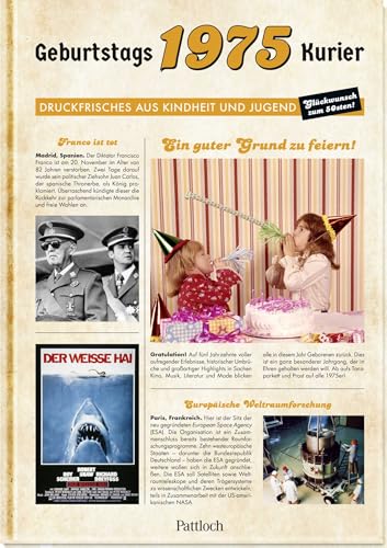 1975 - Geburtstagskurier: Druckfrisches aus Kindheit und Jugend | Zum 50. Geburtstag (Geburtstags-Zeitung) von Pattloch Geschenkbuch