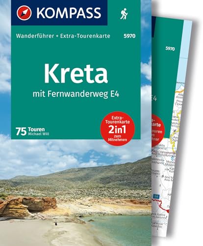 KOMPASS Wanderführer Kreta mit Weitwanderweg E4, 75 Touren mit Extra-Tourenkarte: GPS-Daten zum Download von Kompass