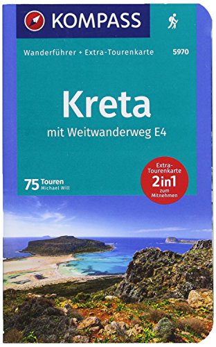 KOMPASS Wanderführer Kreta mit Weitwanderweg E4: Wanderführer mit Extra-Tourenkarte 1:50000 - 1:75000, 75 Touren, GPX-Daten zum Download.