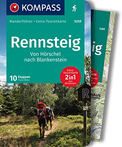 KOMPASS Wanderführer Rennsteig, 10 Etappen mit Extra-Tourenkarte: GPS-Daten zum Download von KOMPASS-KARTEN