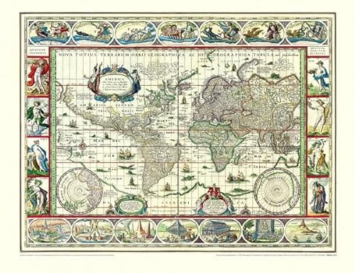 Historische WELTKARTE 1635 von Willem Janszoon Blaeu (gerollt): Originalinschrift der World Map: Nova Totius Terrarum Orbis Geographica Ac Hydrographica Tabula von Rockstuhl Verlag