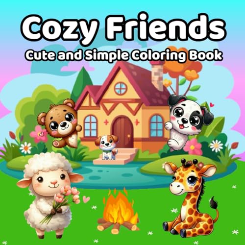 Cozy Friends Coloring Book: 50 Bold and Easy Art Pages for Adults and Teens, with Cute Animal Characters and Scenes to Color for Relaxation and Stress Relief von Independently published