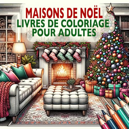 Maisons de Noël Livre de Coloriage pour Adultes: Maisons chaleureuses et festives pour les fêtes de fin d'année et les vacances d'hiver