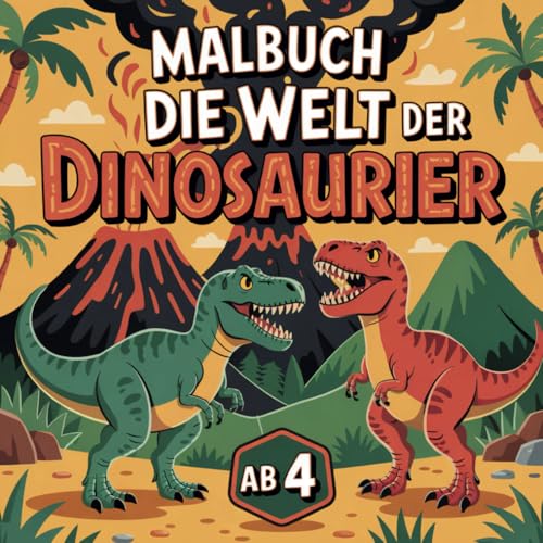 Malbuch Die Welt der Dinosaurier ab 4 Jahren: 50 aufregende Motive, 18 verschiedene Dinosaurier zu Lande, zu Wasser und in der Luft von Independently published