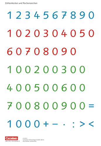 eins-zwei-drei - Mathematik-Lehrwerk für Kinder mit Sprachförderbedarf - Mathematik - 3. Schuljahr: Zahlenkarten und Rechenzeichen - Kartonbeilagen - 10 Stück im Beutel von Cornelsen Verlag