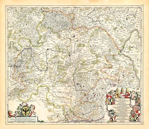 Historische Karte: FRÄNKISCHER REICHSKREIS UM 1680 [gerollt]: Bistümer Würzburg, Bamberg, Eichstedt; Herzogtum Coburg; Kreis Henneberg; Grafschaft Pappenheim; Stadt Nürnberg; Kreis Henneberg von Verlag Rockstuhl