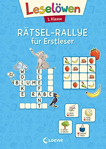 Leselöwen Rätsel-Rallye für Erstleser - 1. Klasse (Hellblau): Rätsel-Spaß zum Lesen- und Schreibenlernen für Kinder ab 6 Jahren (Leselöwen Rätselwelt)