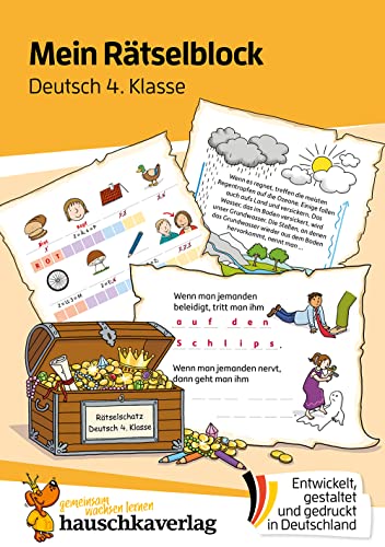 Mein Rätselblock Deutsch 4. Klasse: Rätsel für kluge Köpfe mit Lösungen - Förderung mit Freude (Das Rätselbuch für die Grundschule, Band 684)