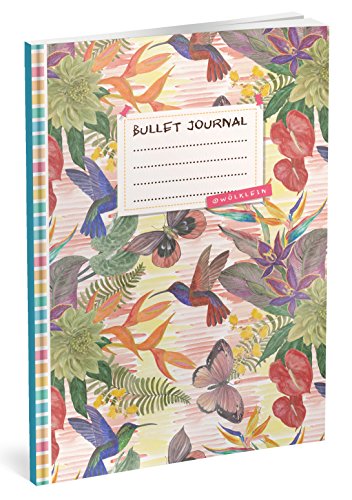 Bullet Journal: Punktraster Notizbuch (Ca. A5) + 100 Seiten + Vintage Softcover | TOP Motiv: Dschungel | Dot Grid Journal, Kalligraphie Übungsheft, Punktpapier +++ Jetzt mit Register +++ von Wölklein