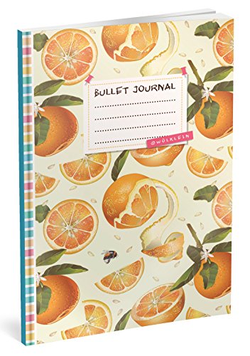 Bullet Journal: Punktraster Notizbuch (Ca. A5) + 100 Seiten + Vintage Softcover | TOP Motiv: Orange | Dot Grid Journal, Kalligraphie Übungsheft, Punktpapier +++ Jetzt mit Register +++