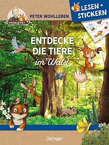Lesen + Stickern. Entdecke die Tiere im Wald: Interaktives Buch zum Lesenlernen mit vielen bunten Stickern für Vorschul-Kinder ab 5 Jahren (Peter & Piet)