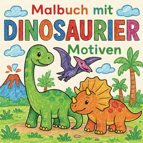 Malbuch mit Dinosaurier Motiven: Dinosaurier Malbuch für Kinder | 93 Seiten, 22x22 cm | Über 40 Dinosaurier zum Ausmalen | Mit Lerntexten zu jedem ... oder zur Beschäftigung in der Freizeit von Independently published