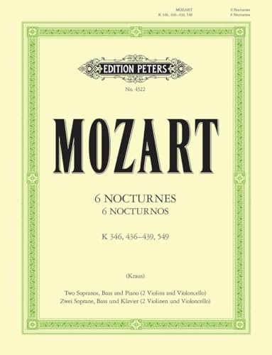 6 Nocturnos 3 Singstimmen (SSB) mit Klavier oder 3 Melodie - Instrumenten: Für 2 Soprane und Bass, mit Begleitung von 3 Melodieinstrumente (Edition Peters)