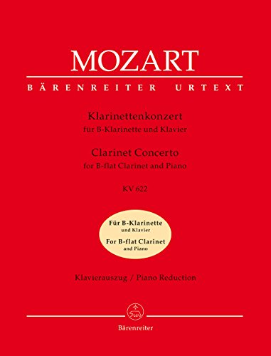 Klarinettenkonzert KV 622. Konzert in A für Klarinette und Orchester. Klavierauszug von Bärenreiter