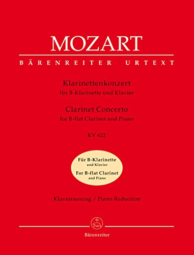 Klarinettenkonzert KV 622. Konzert in A für Klarinette und Orchester. Klavierauszug von Bärenreiter-Verlag