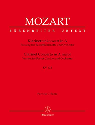 Klarinettenkonzert in A. Fassung für Bassettklarinette und Orchester Kv 622. Partitur