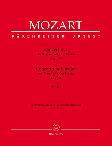 Konzert für Klavier und Orchester Nr. 19 F-Dur KV 459. Klavierauszug, Urtextausgabe von Bärenreiter