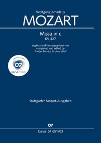Missa in c (Klavierauszug): ergänzt und herausgegeben von Frieder Bernius & Uwe Wolf KV 427