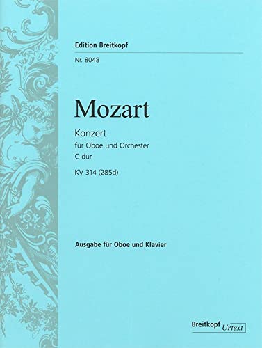 Oboenkonzert C-dur KV 314 (285d) Breitkopf Urtext - Ausgabe für Oboe,Klavier (EB 8048) von Breitkopf & Härtel