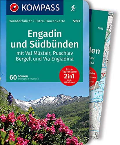 KOMPASS Wanderführer Engadin und Südbünden, 60 Touren mit Extra-Tourenkarte: GPS-Daten zum Download von Kompass