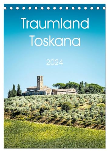 Traumland Toskana (Tischkalender 2024 DIN A5 hoch), CALVENDO Monatskalender: Urlaubsstimmung mit Landschaften und Architektur in der Toskana.