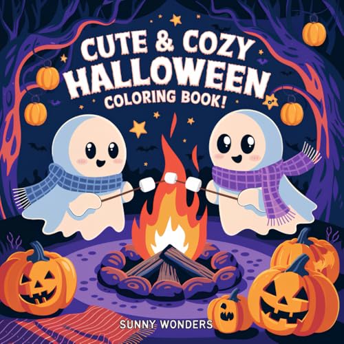 Cute & Cozy Halloween Coloring Book: 50 Adorable and Spooky Designs for Relaxation | Fun, Bold and Easy Coloring Pages for Kids, Teens and Adults
