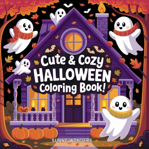 Cute & Cozy Halloween Coloring Book: 50 Bold and Easy Designs for Kids and Adults featuring Adorable and Creepy Halloween Characters