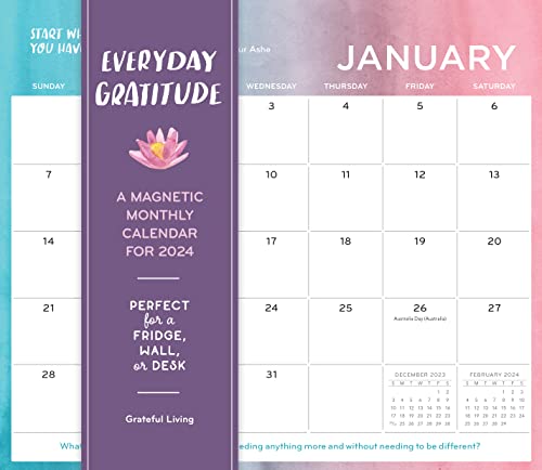 Everyday Gratitude Magnetic Wall Calendar 2024: Perfect for a Fridge, Wall or Desk
