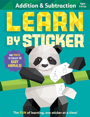 Learn by Sticker: Addition and Subtraction: Use Math to Create 10 Baby Animals! (Learn by Sticker, 1) von Workman Publishing Company