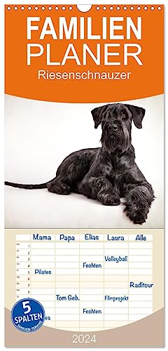 Familienplaner 2024 - Riesenschnauzer... charakterstarke Hunde mit 5 Spalten (Wandkalender, 21 cm x 45 cm) CALVENDO: Riesenschnauzer schwarz - Momente für die Ewigkeit (CALVENDO Tiere)