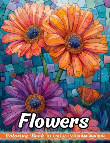 Flowers: Adults Coloring Books with Flowers for Stress Relief and Relaxation (Christmas Coloring Pages)