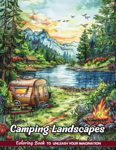 Camping Landscapes: Christmas Coloring Pages with Camping Landscapes for Stress Relief and Relaxation (Coloring Books for Kids & Adults)