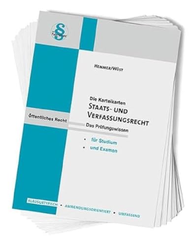 32300 - Karten Staatsrecht und Verfassungsrecht: Karteikarten (Karteikarten - Öffentliches Recht): Das Prüfungswissen für Studium und Examen von hemmer/wüst Verlagsgesellschaft mbH